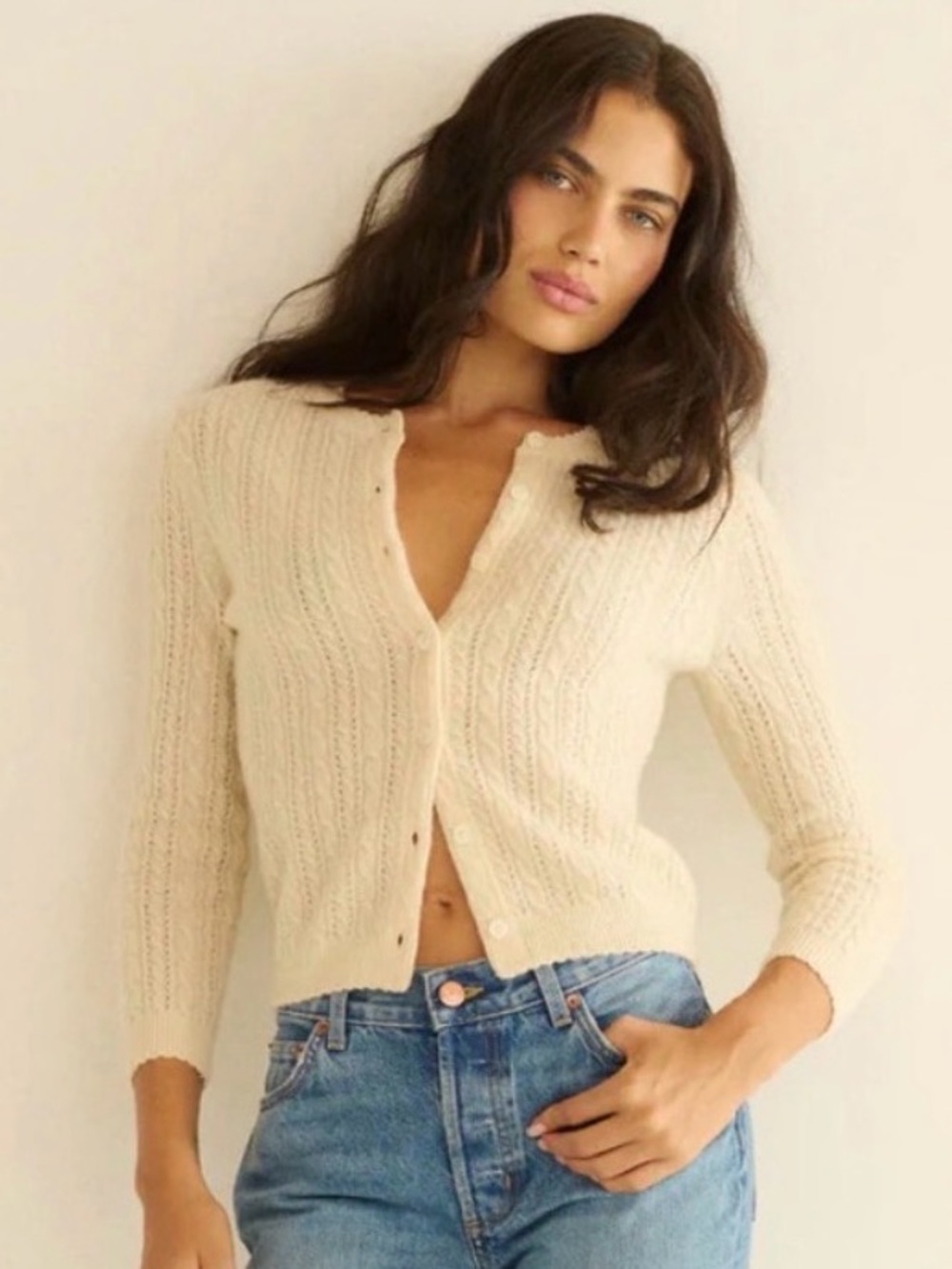 NWT Doen Danae Cashmere Cable Cardigan